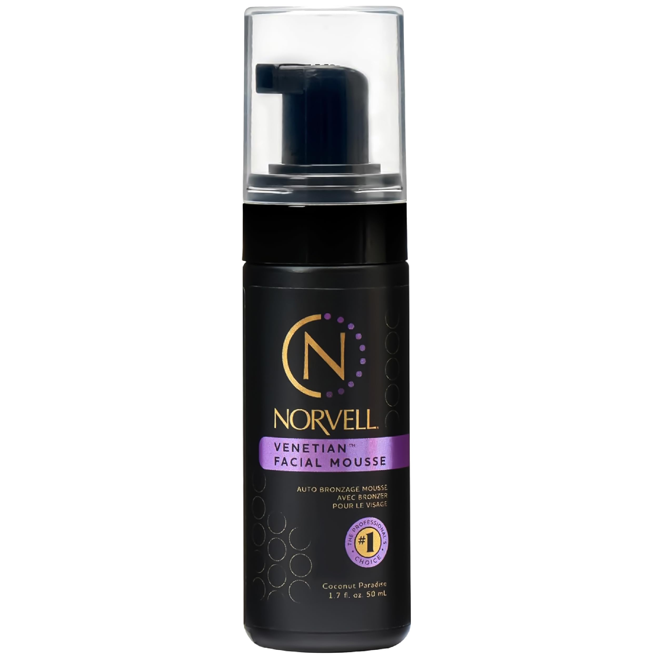 Norvell Venetian Sunless Facial Mousse with Bronzer – Instant Natural-Looking Tan (1.7 oz)