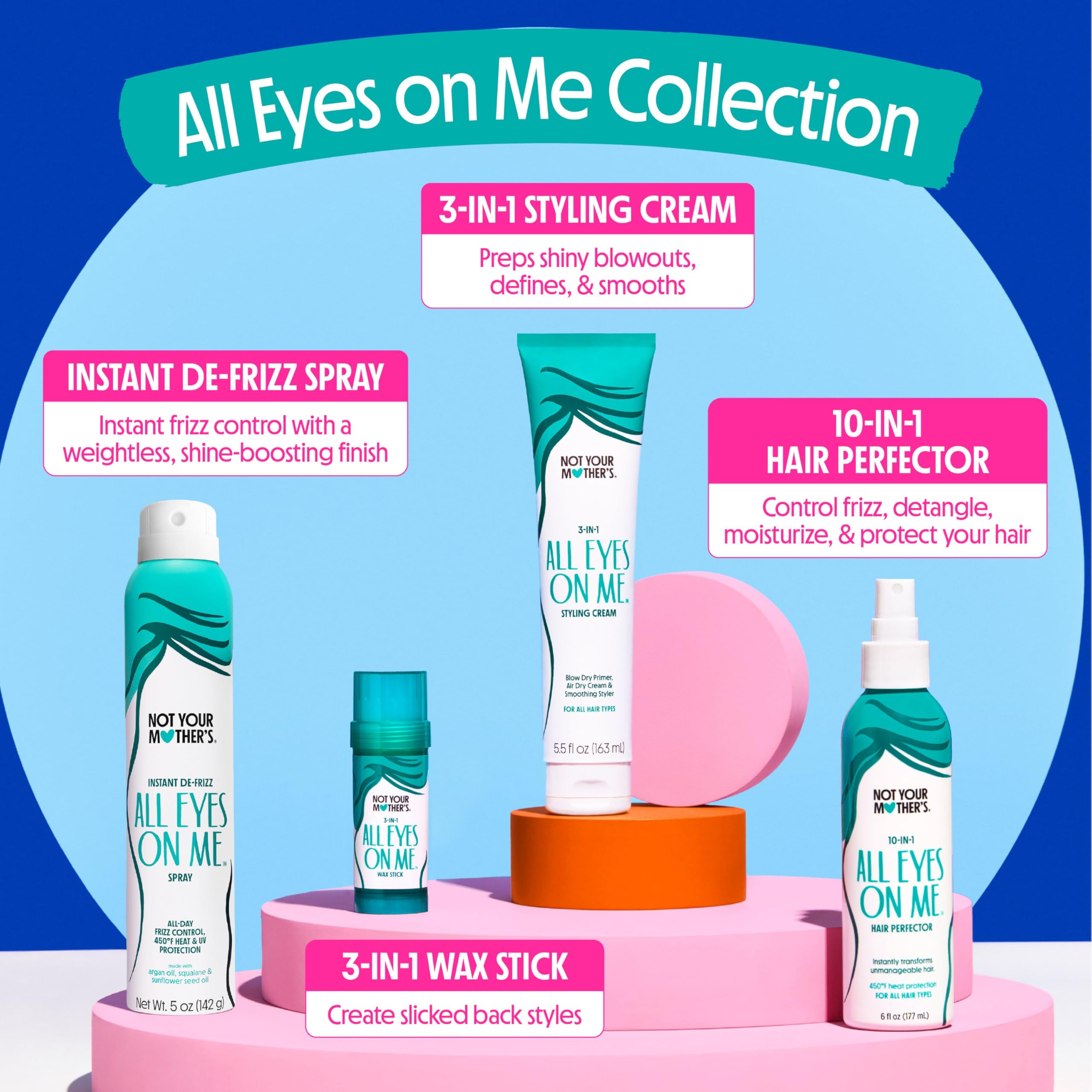 Not Your Mother's All Eyes On Me 10-in-1 Hair Perfector (3-Pack) – Heat Protectant, Detangler & Frizz Control
