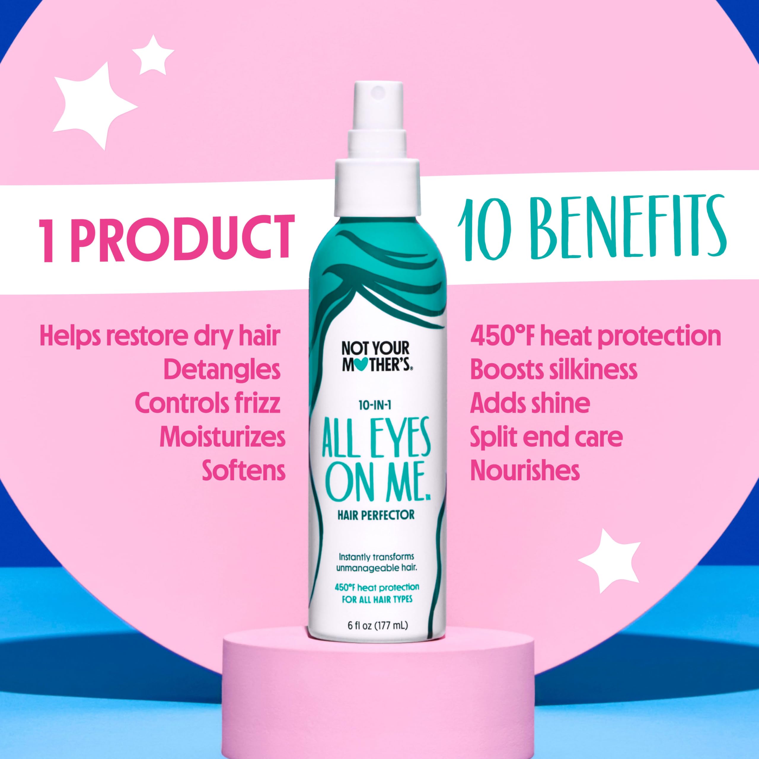 Not Your Mother's All Eyes On Me 10-in-1 Hair Perfector (3-Pack) – Heat Protectant, Detangler & Frizz Control