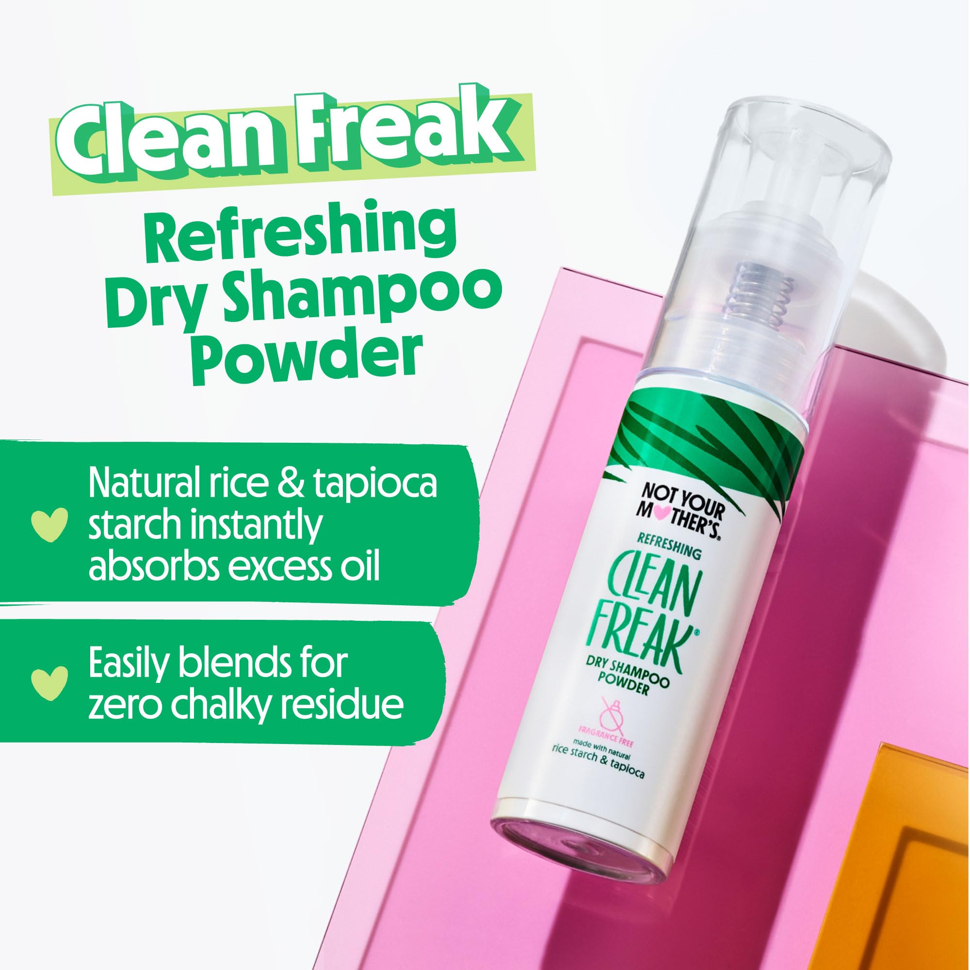 Not Your Mother's Clean Freak Unscented Dry Shampoo Powder (2-Pack) – Absorbs Oil, No Rinse