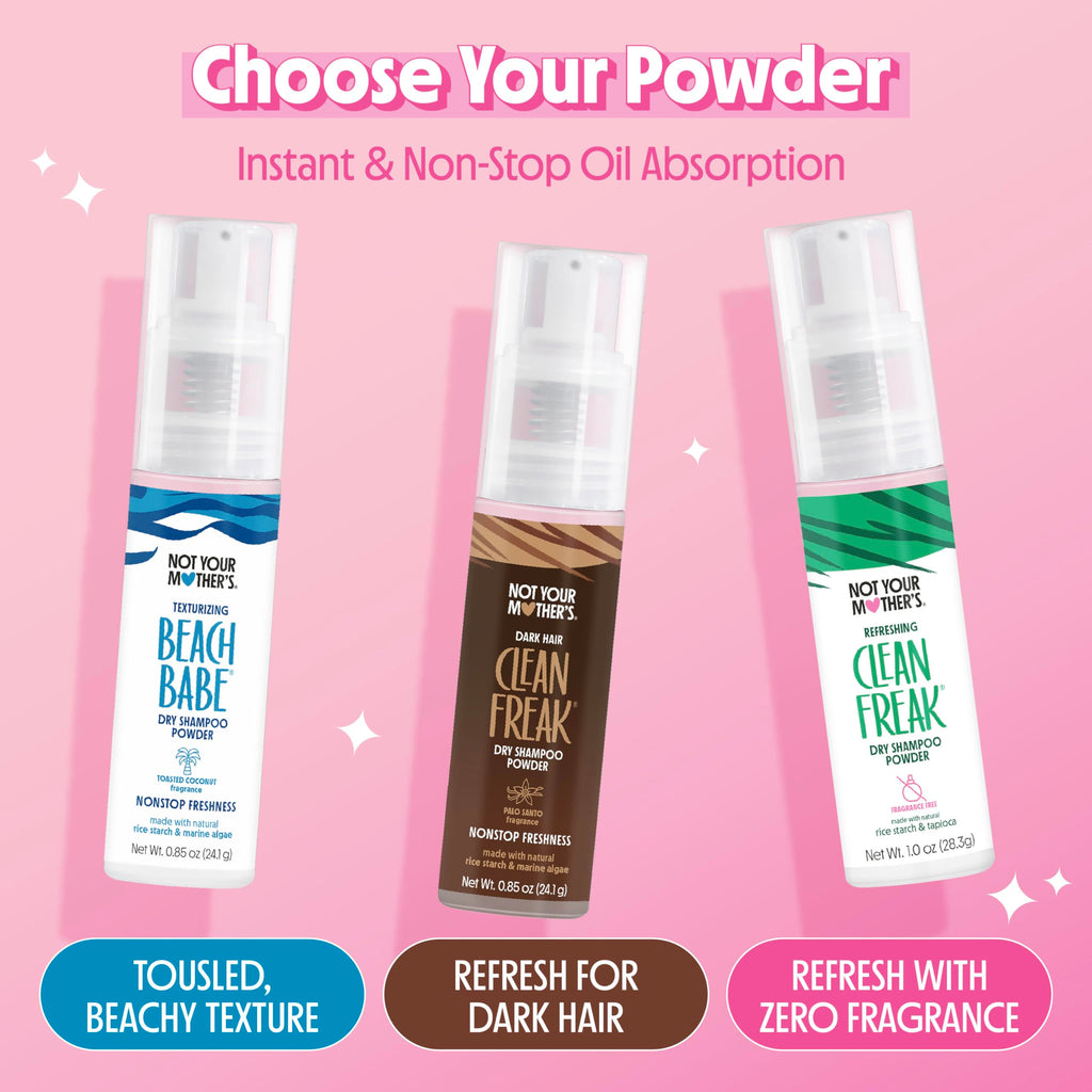Not Your Mother's Clean Freak Unscented Dry Shampoo Powder (2-Pack) – Absorbs Oil, No Rinse