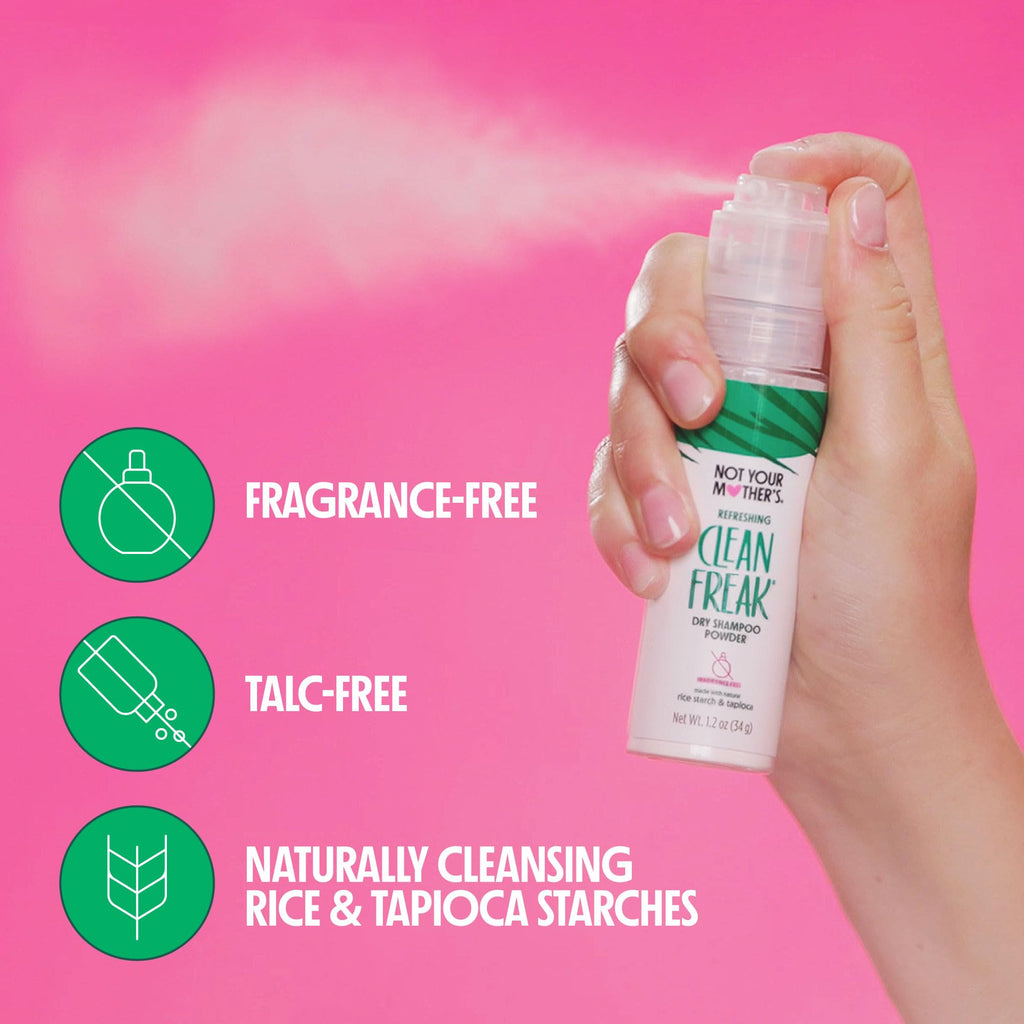 Not Your Mother's Clean Freak Unscented Dry Shampoo Powder (2-Pack) – Absorbs Oil, No Rinse