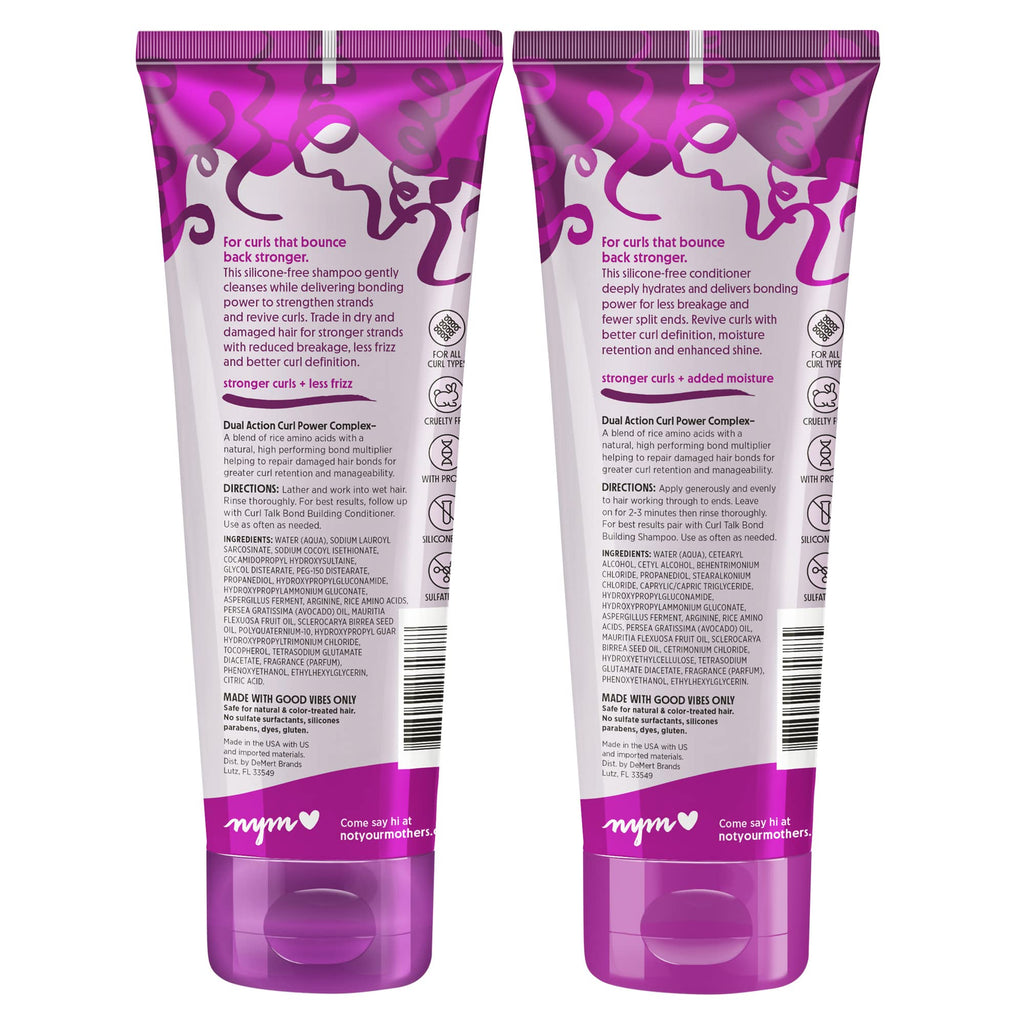 Not Your Mother's Curl Talk Bond Building Shampoo & Conditioner (2-Pack) – 8 fl oz Each – Strengthening Set for Curly Hair