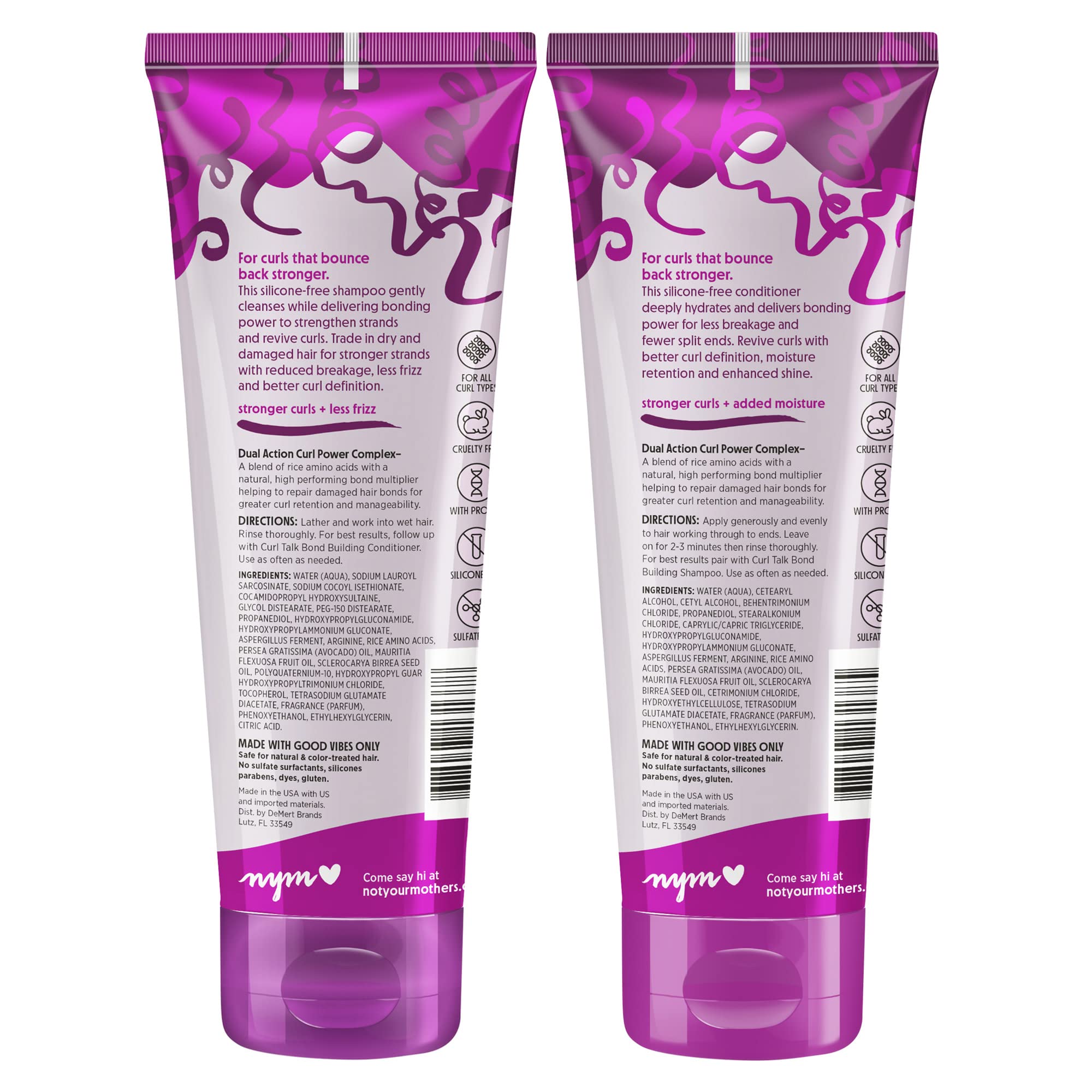 Not Your Mother's Curl Talk Bond Building Shampoo & Conditioner (2-Pack) – 8 fl oz Each – Strengthening Set for Curly Hair