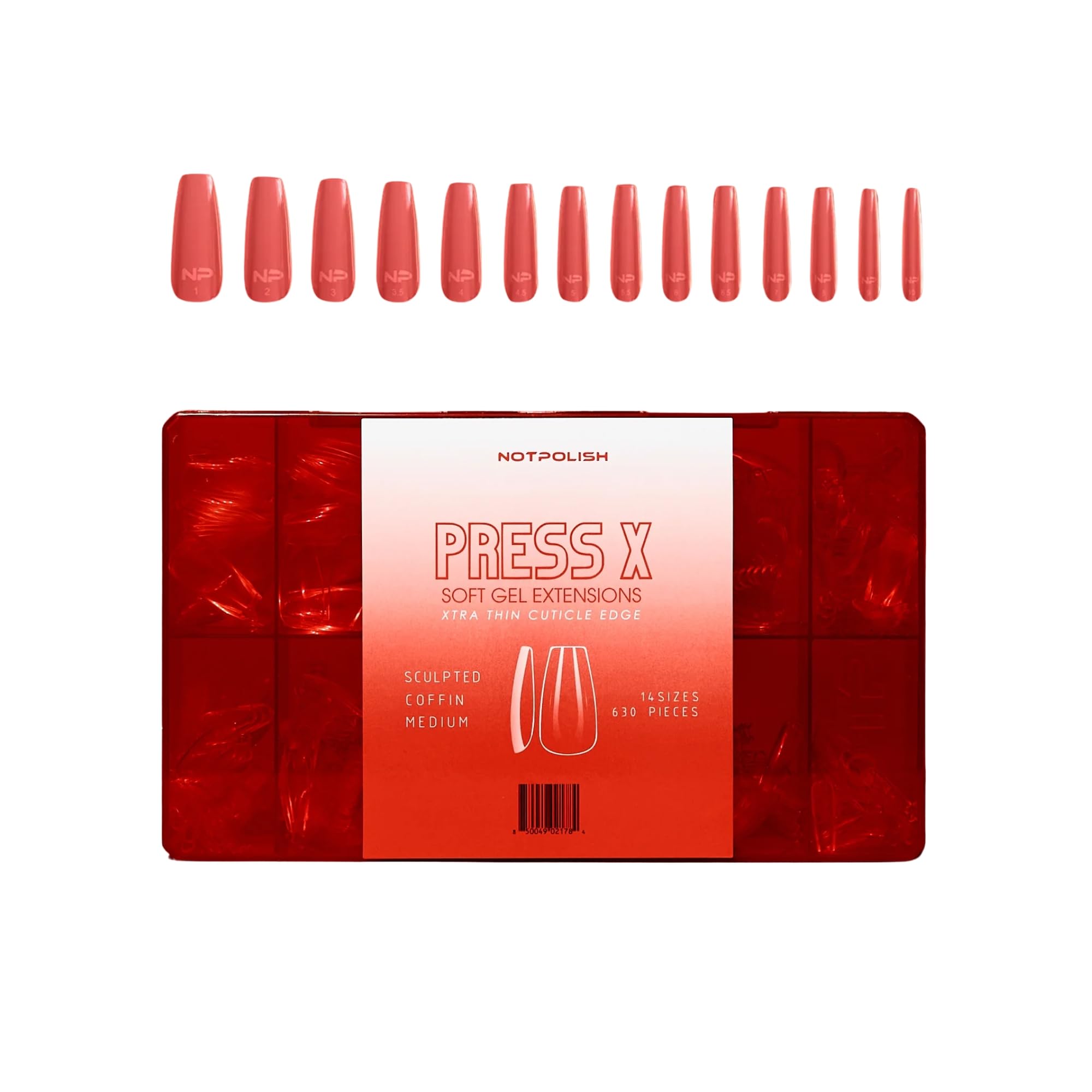 Notpolish PRESS X Soft Gel Nail Extensions – Medium Sculpted Coffin Tips (630 Pcs)