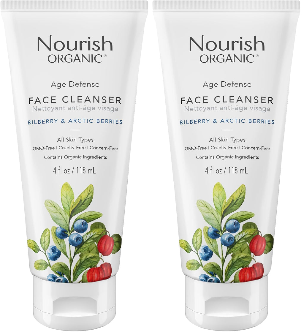 Nourish Organic Face Cleanser – Bilberry & Arctic Berries, Aloe Vera Foam Wash (Pack of 2)
