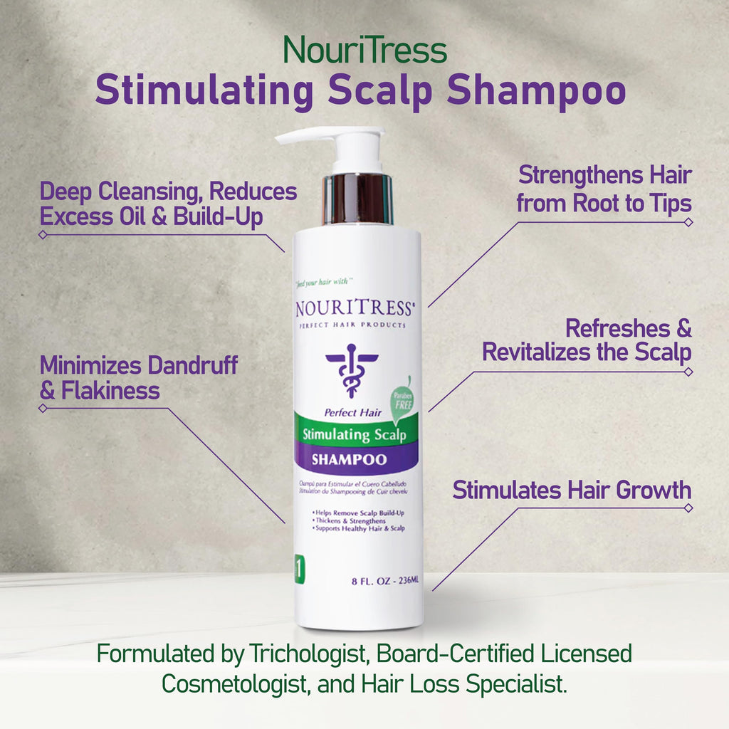 NouriTress Stimulating Scalp Shampoo – Camphor, Peppermint & Tea Tree for Healthy Scalp & Stronger Hair (8 oz)
