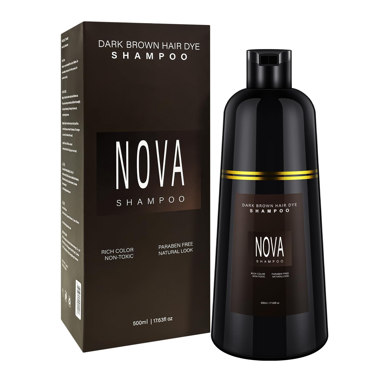 Nova Shampoo 3-in-1 Gray Coverage Hair Color Shampoo – Dark Brown 500ml