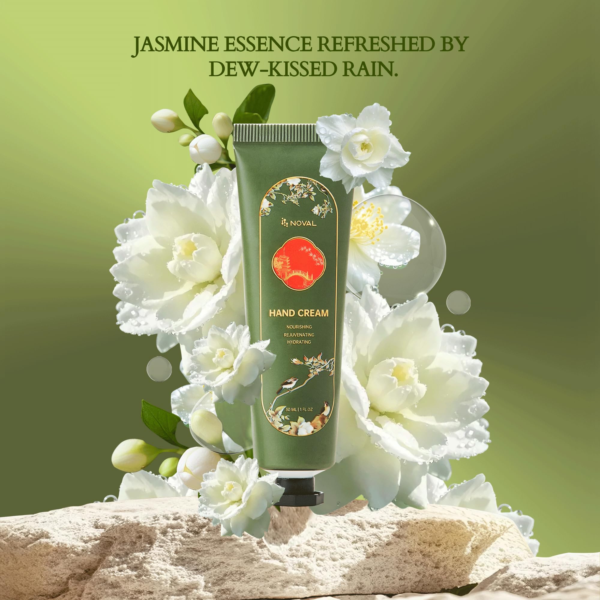 NOVAL Jasmine Hand Cream 10-Pack – Deep Hydration in 30ml Tubes | Non-Greasy, Fast Absorbing