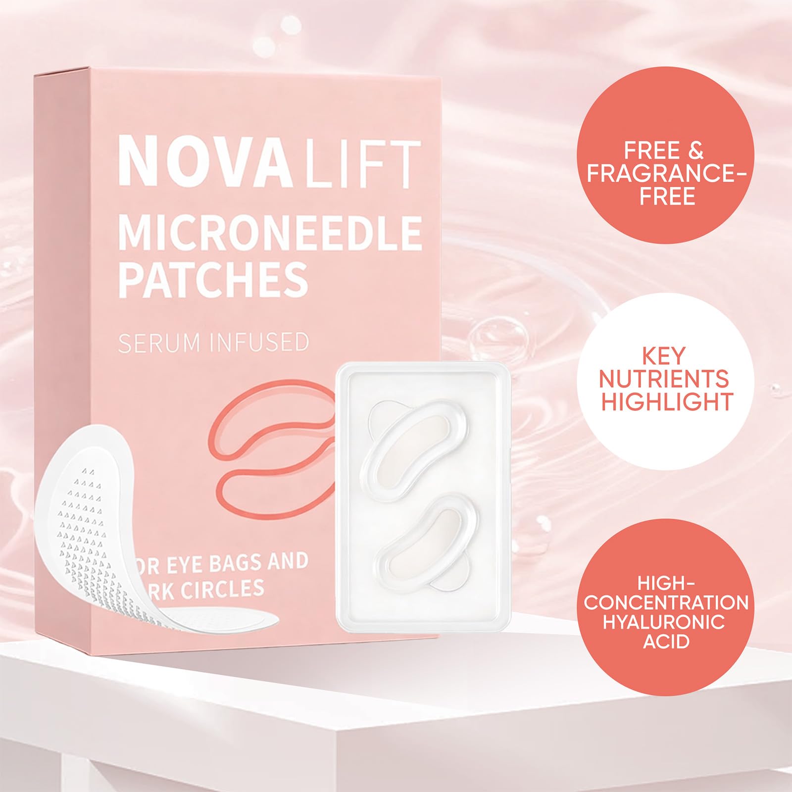 NOVALIFT Micro Eye Patches | Hyaluronic Acid Eye Mask for Dark Circles & Puffiness