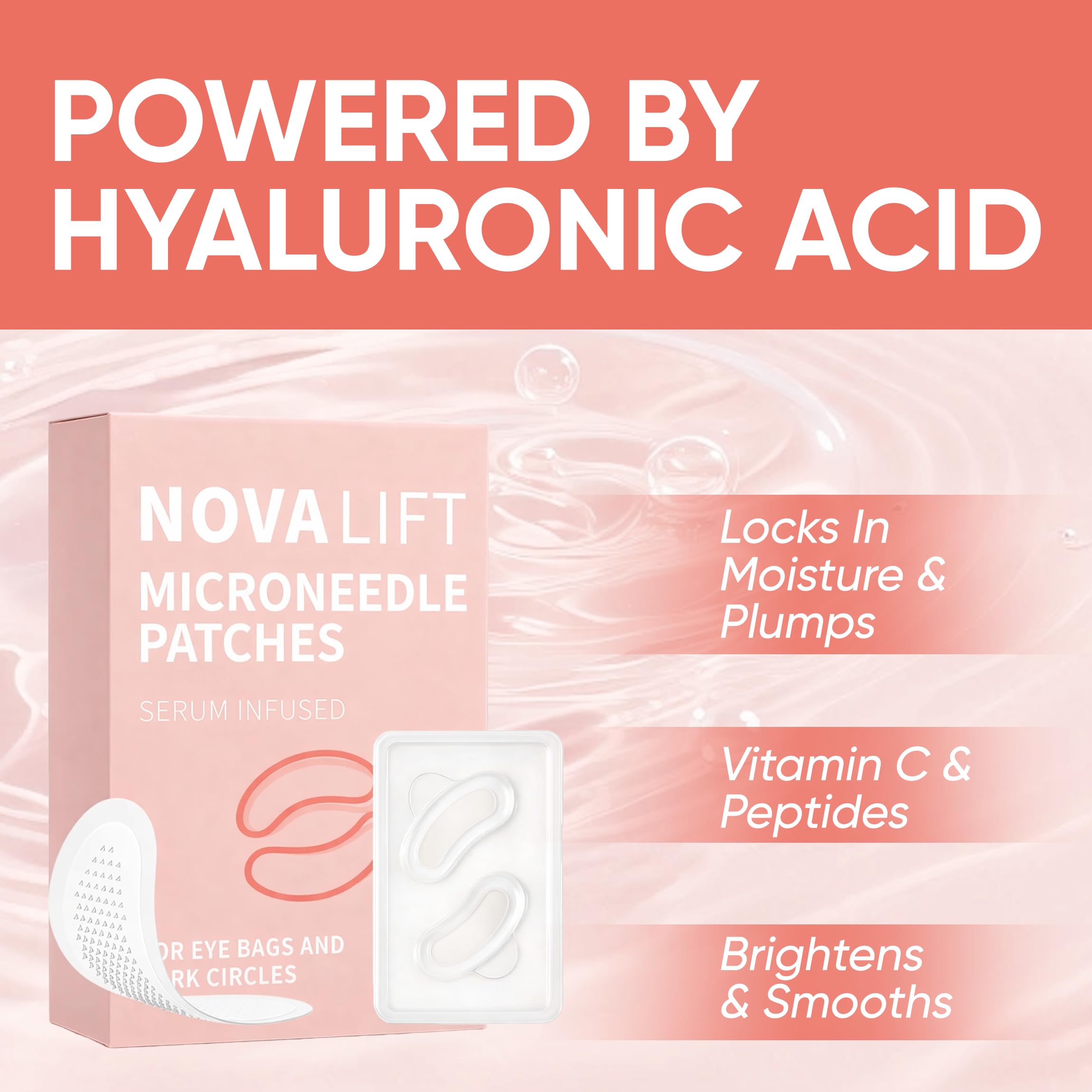 NOVALIFT Micro Eye Patches | Hyaluronic Acid Eye Mask for Dark Circles & Puffiness