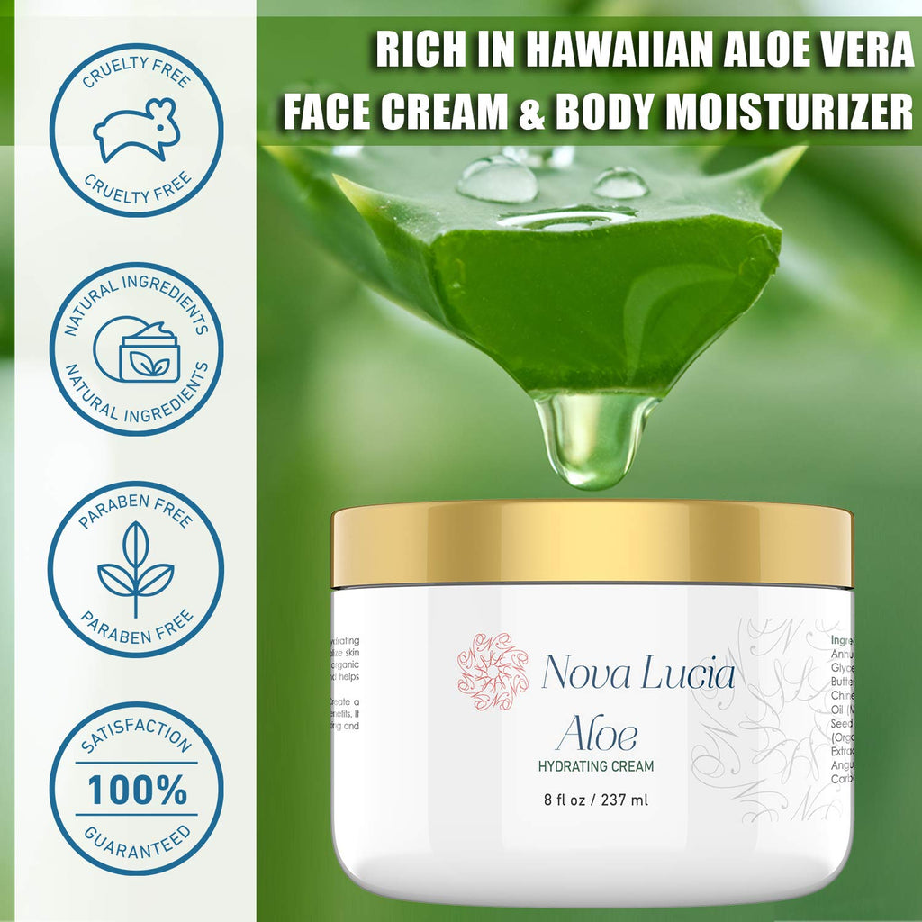 Nova Lucia Aloe Vera Cream for Skin – Soothing Hydration for Dry & Sensitive Skin | Non-Greasy, Fragrance-Free