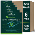 NOVEHA 360pcs Demodex Eyelid & Lash Wipes — Extra Strength Cleansing Wipes, 60 Wipes/Box, Pack of 6