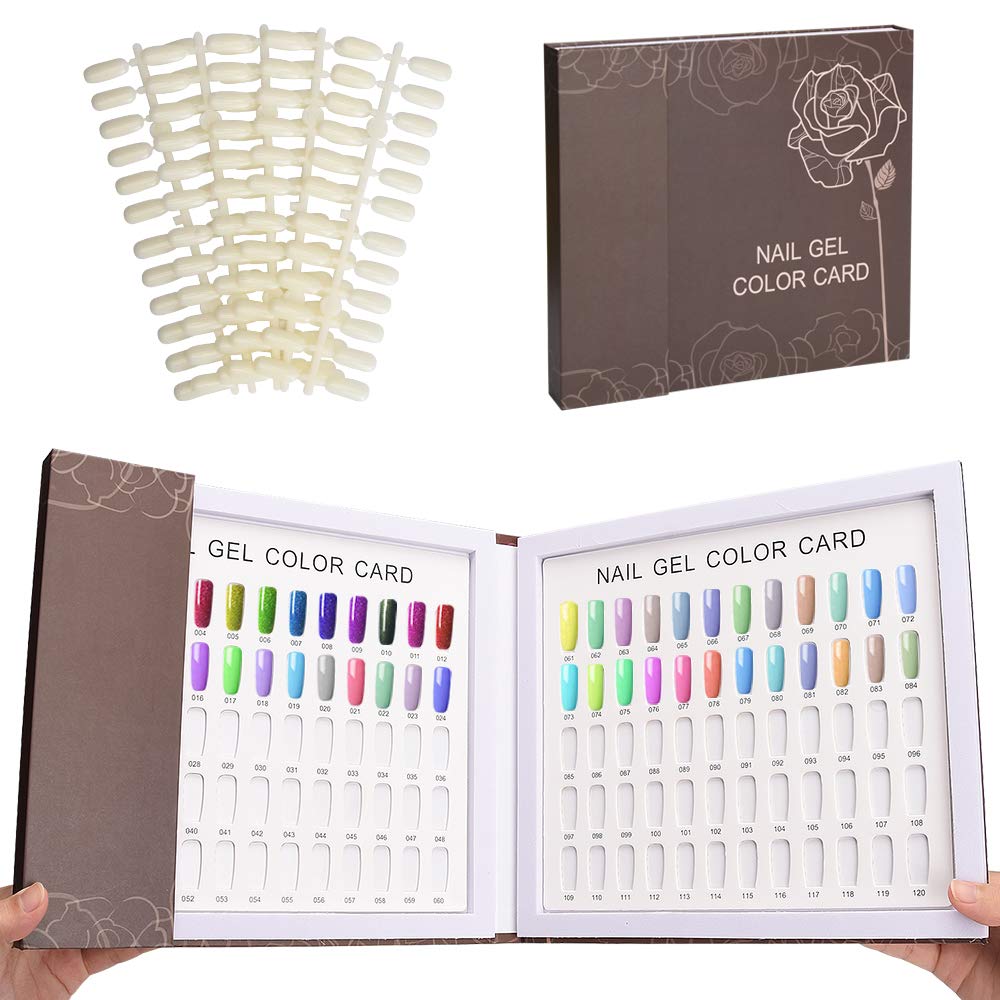 Noverlife 120 Nail Colors Display Book with 120 Nail Tips – Nail Art Display Chart for Salon & Studio