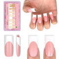 NOVO OVO Medium Sharp Square White French Tip Nail Tips – Baby Pink, Extra Thick Builder Gel & Top Coat, 180 pc