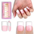 NOVO OVO Old School White French Tip Nails – Milky Pink, 240 pcs, 15 Sizes, Soft Gel Press-On Tips