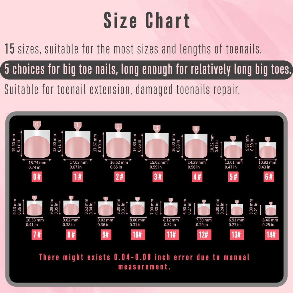NOVO OVO French Tip Toe Nail Tips – Pre-Designed Soft Gel, Baby Pink, 240 pcs, 15 Sizes