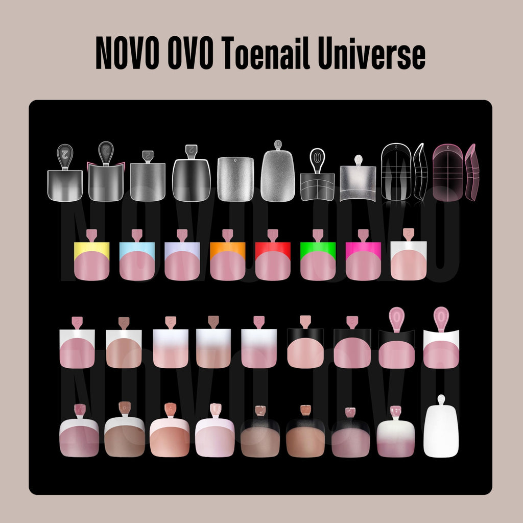 NOVO OVO French Tip Matching Press-on Nails Set – Berry Pink, Soft Gel Extension, 360 pcs