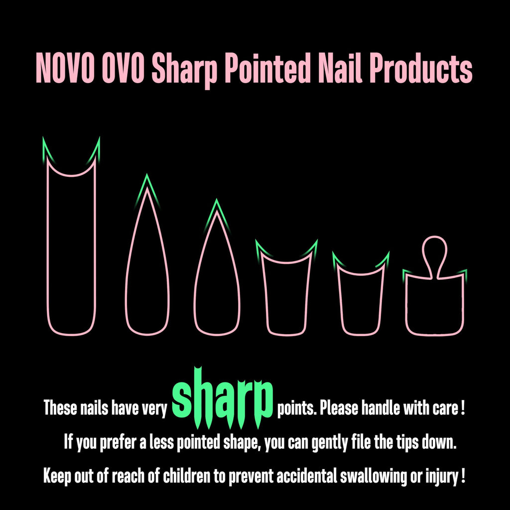 NOVO OVO White French Tip Long XL Sharp Stiletto Nail Tips – Baby Pink Press-On Nails, Soft Gel, 160 pcs, 16 Sizes