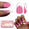 NOVO OVO White French Tip Oval Nail Tips – Rose Pink, Extra Thick Soft Gel, 15 Sizes, 240 pcs (No Glue Included)