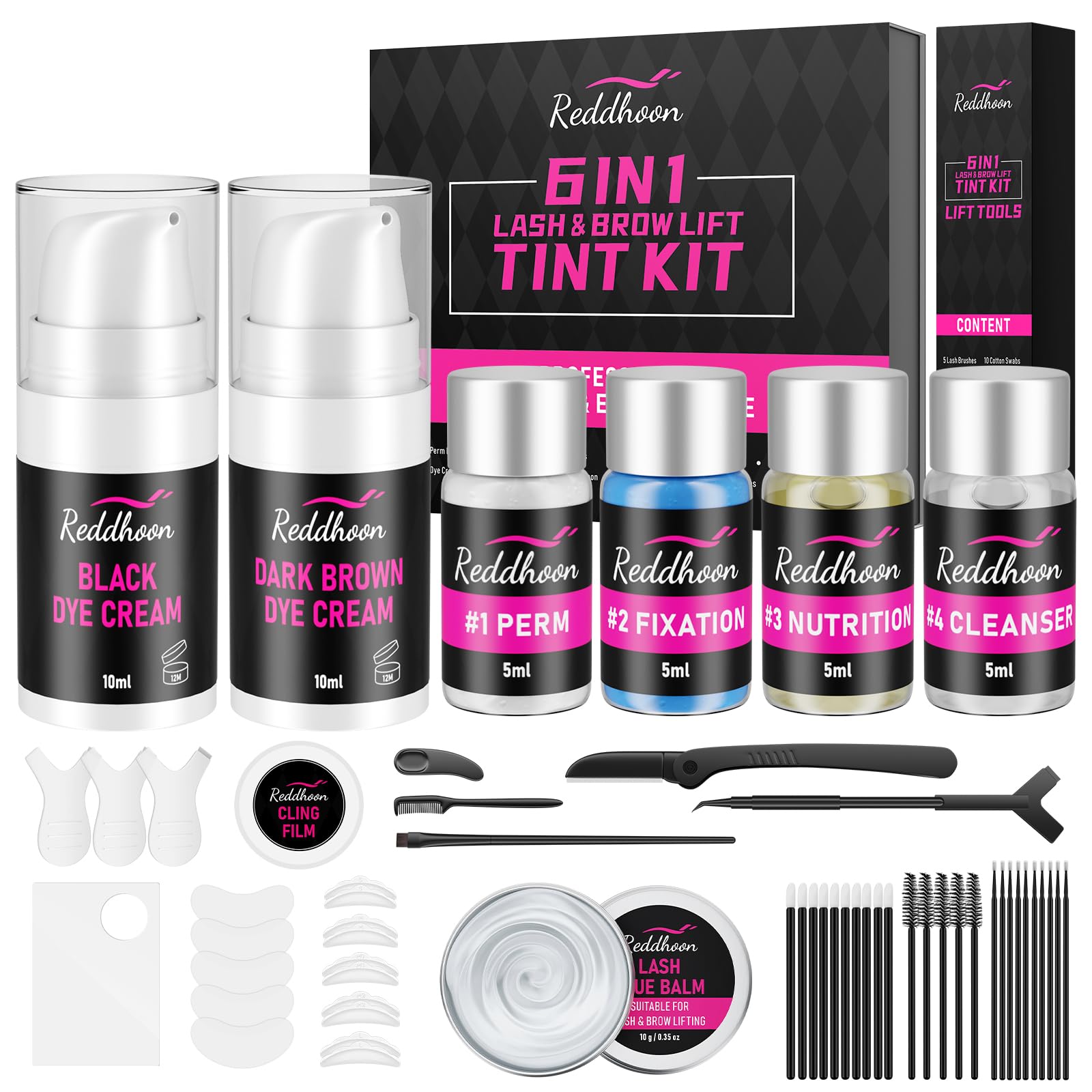 Novobey 6-in-1 Lash Lift & Brow Lamination Kit – Curl, Color, and Complete Tools for Home Use