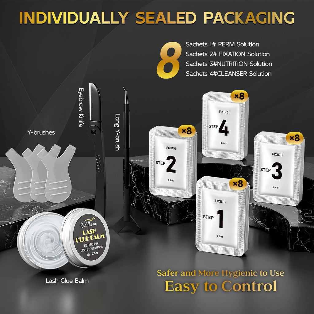 Novobey Upgraded Lash Lift & Brow Lamination Kit 4in1 – Double Black Brown, Salon & Home Use