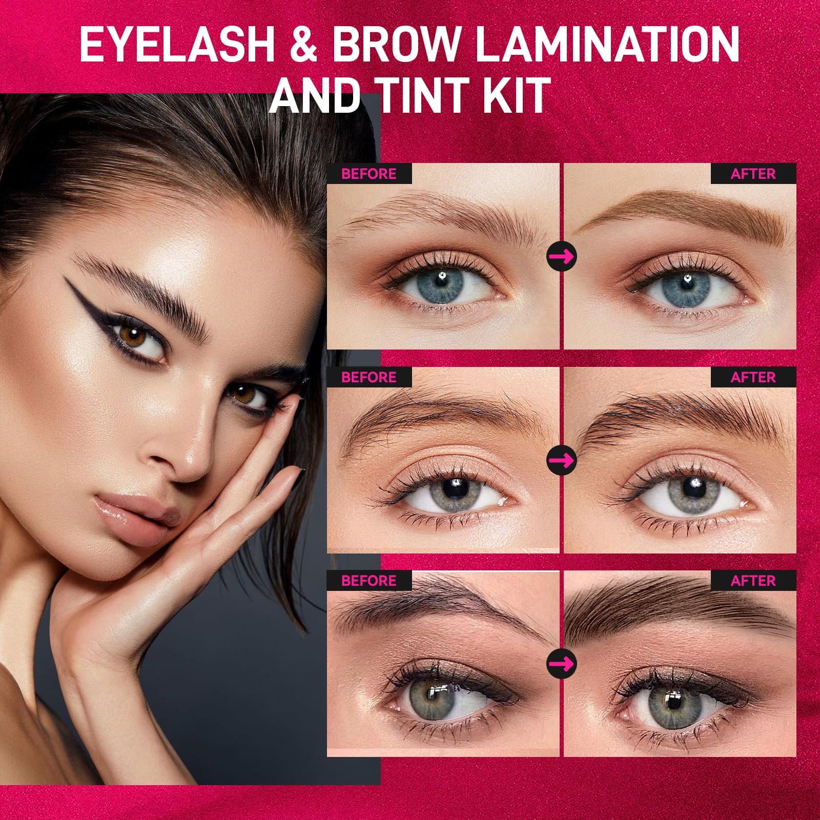 Novobey 6-in-1 Lash Lift & Brow Lamination Kit – Curl, Color, and Complete Tools for Home Use