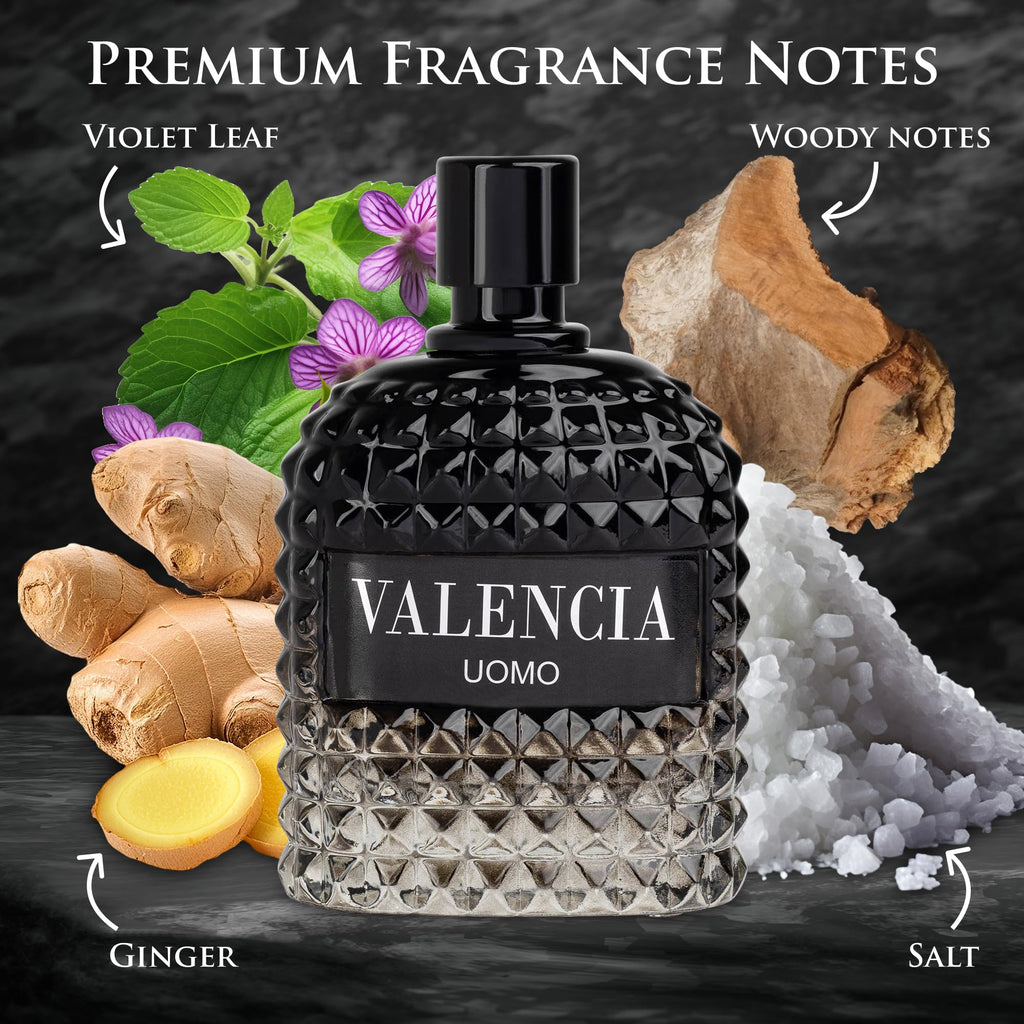 NovoGlow Valencia UOMO for Men – Woody Aromatic EDP with Mineral Salt & Vetiver – 100ml