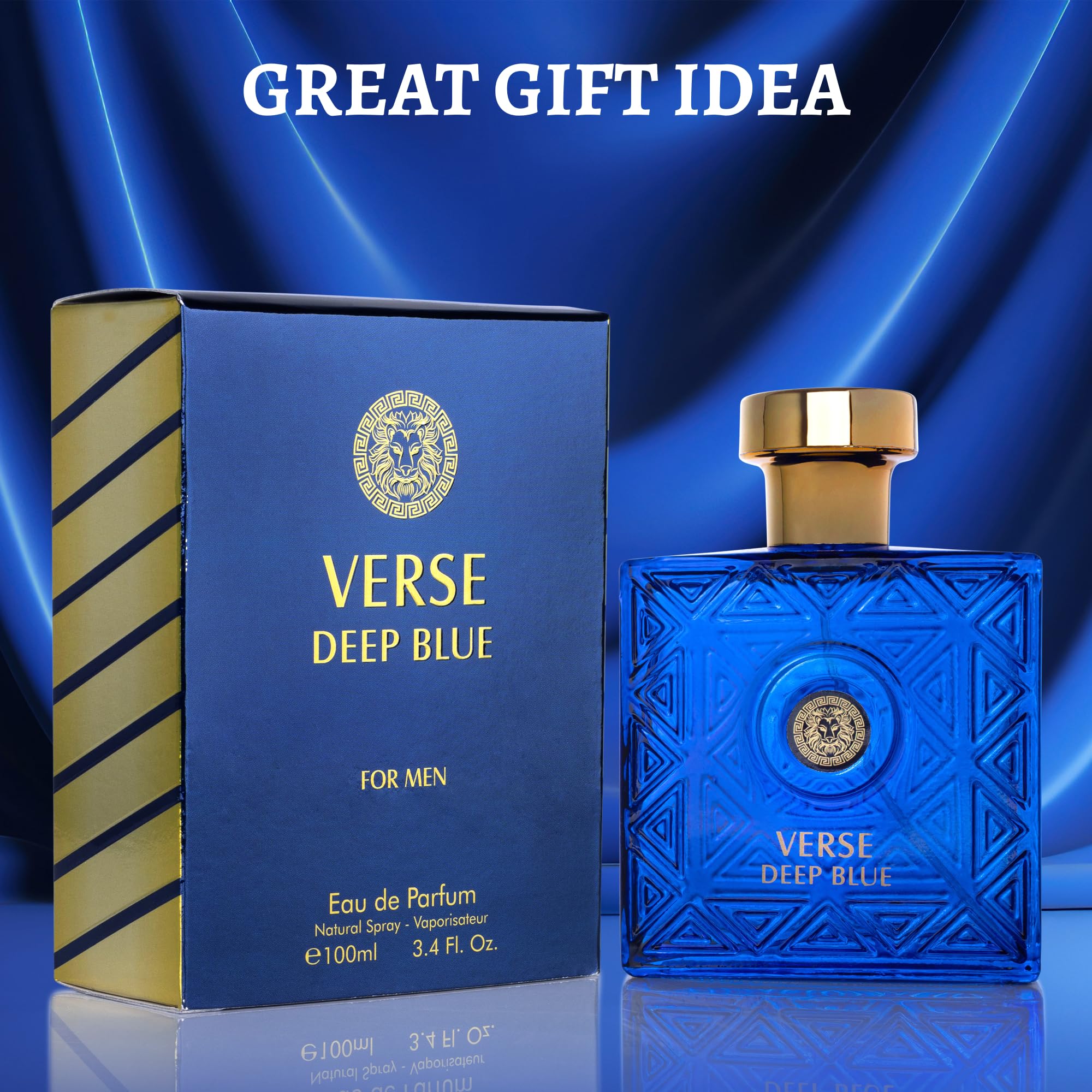 NovoGlow Verse Deep Blue Eau de Parfum for Men – Daywear Cologne, 3.4 oz | Gift-ready