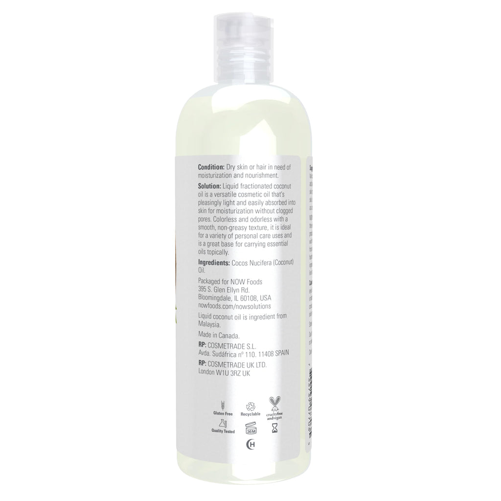 NOW Foods Solutions Liquid Coconut Oil: Light, Nourishing Carrier Oil (16 oz)