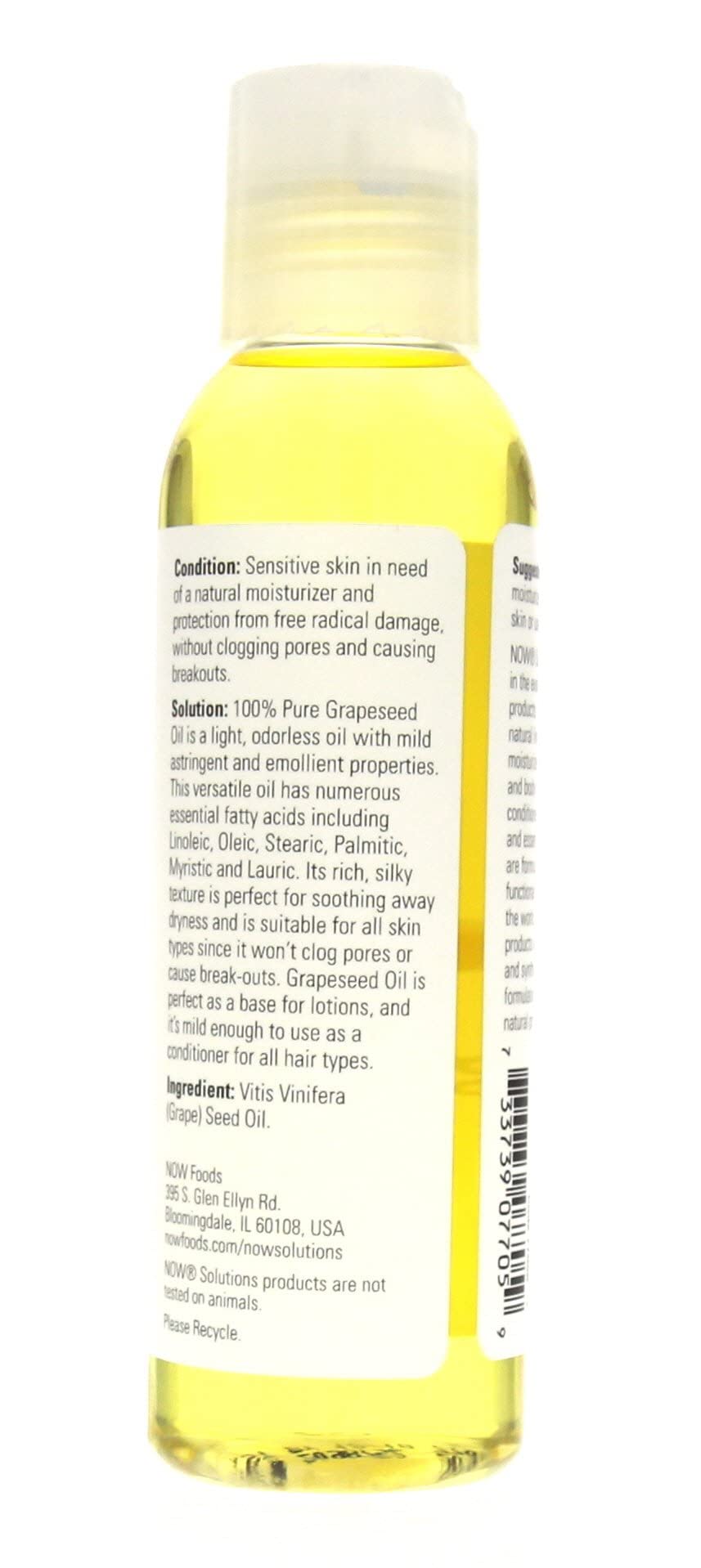 NOW Grape Seed Oil, 4-Ounce (Pack Of 2) – 100% Pure Edible Oil for Cooking & Skin Care