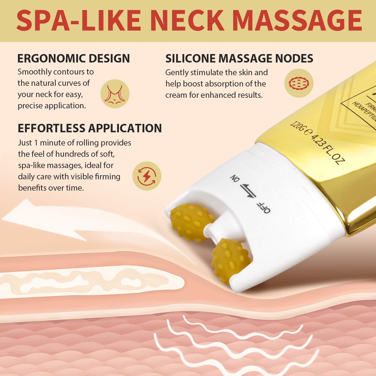 NQINQI AH-8 Firming Neck Cream with Roller – Lift, Tighten & Hydrate Neck & Chest (4.23 fl oz)