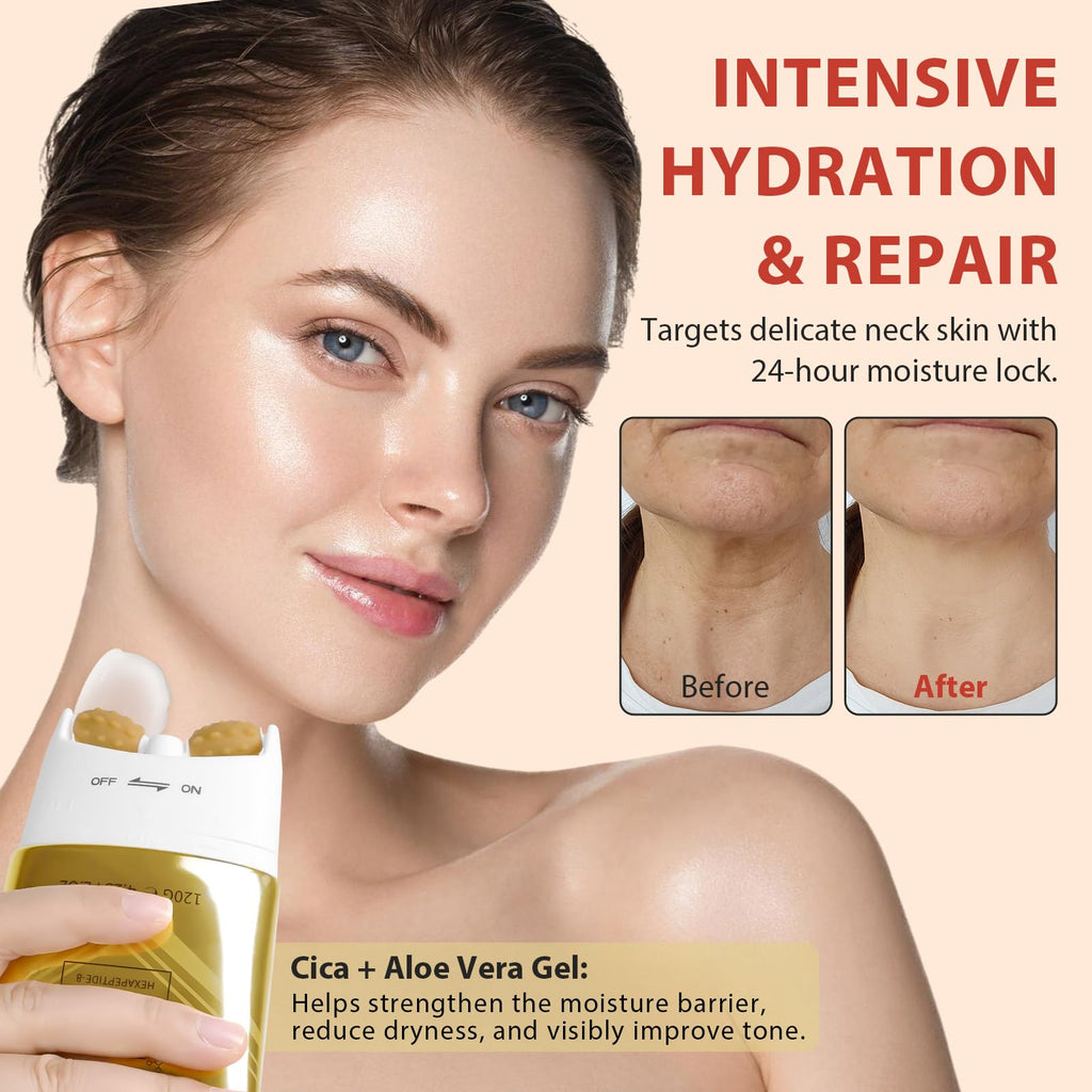 NQINQI AH-8 Firming Neck Cream with Roller – Lift, Tighten & Hydrate Neck & Chest (4.23 fl oz)