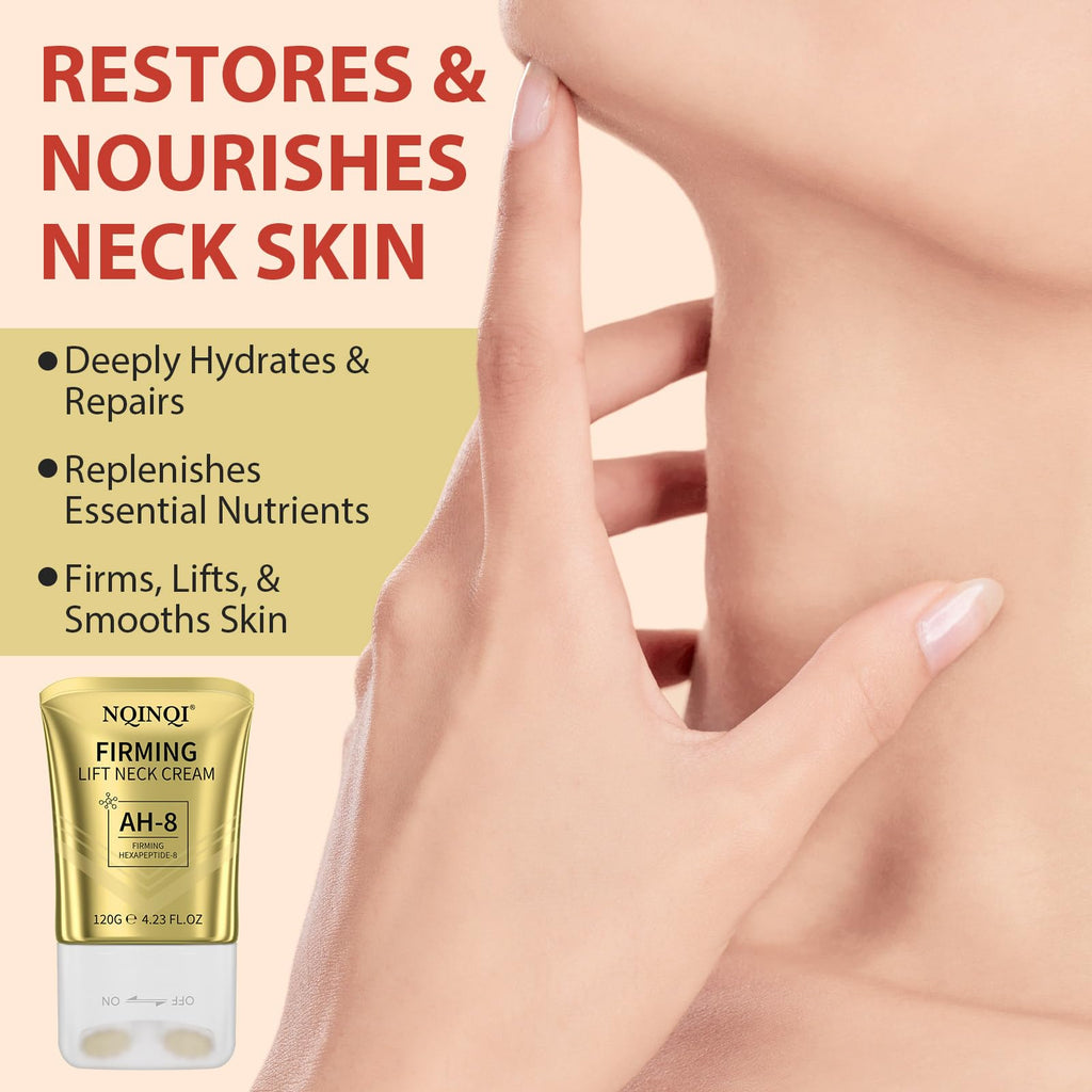 NQINQI AH-8 Firming Neck Cream with Roller – Lift, Tighten & Hydrate Neck & Chest (4.23 fl oz)