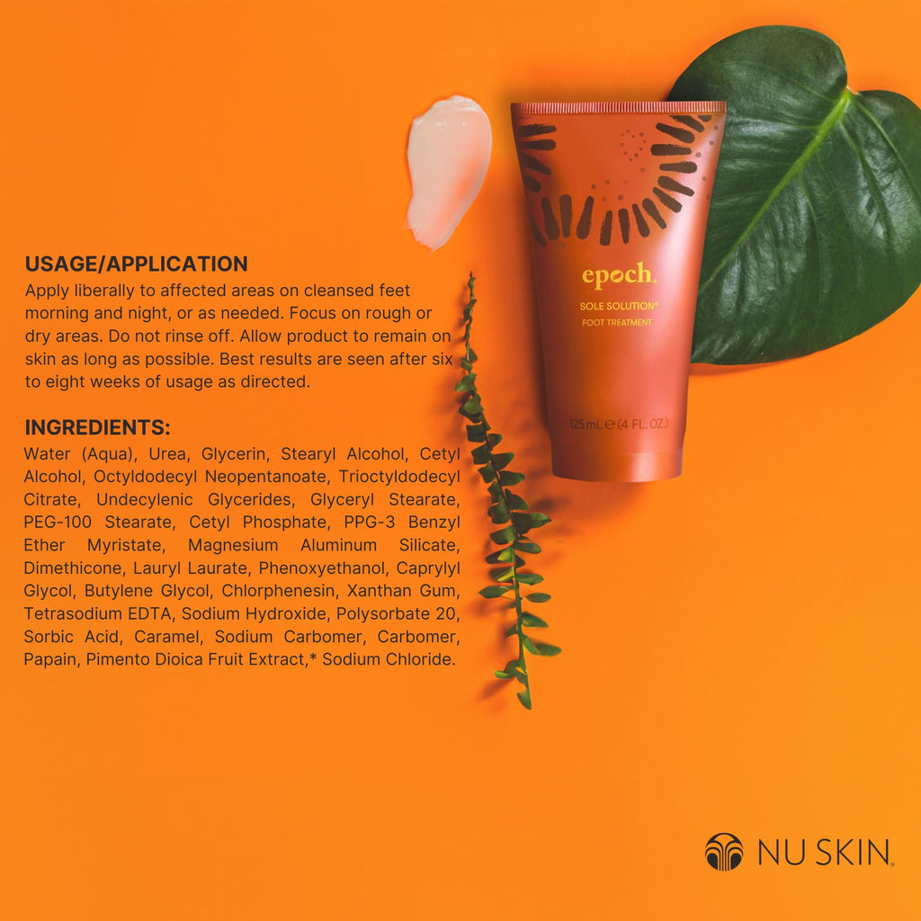 Nu Skin Epoch Sole Solution Foot Treatment | Intensive Moisturizing Cream for Dry Feet & Heels | 40% Urea | 4 oz