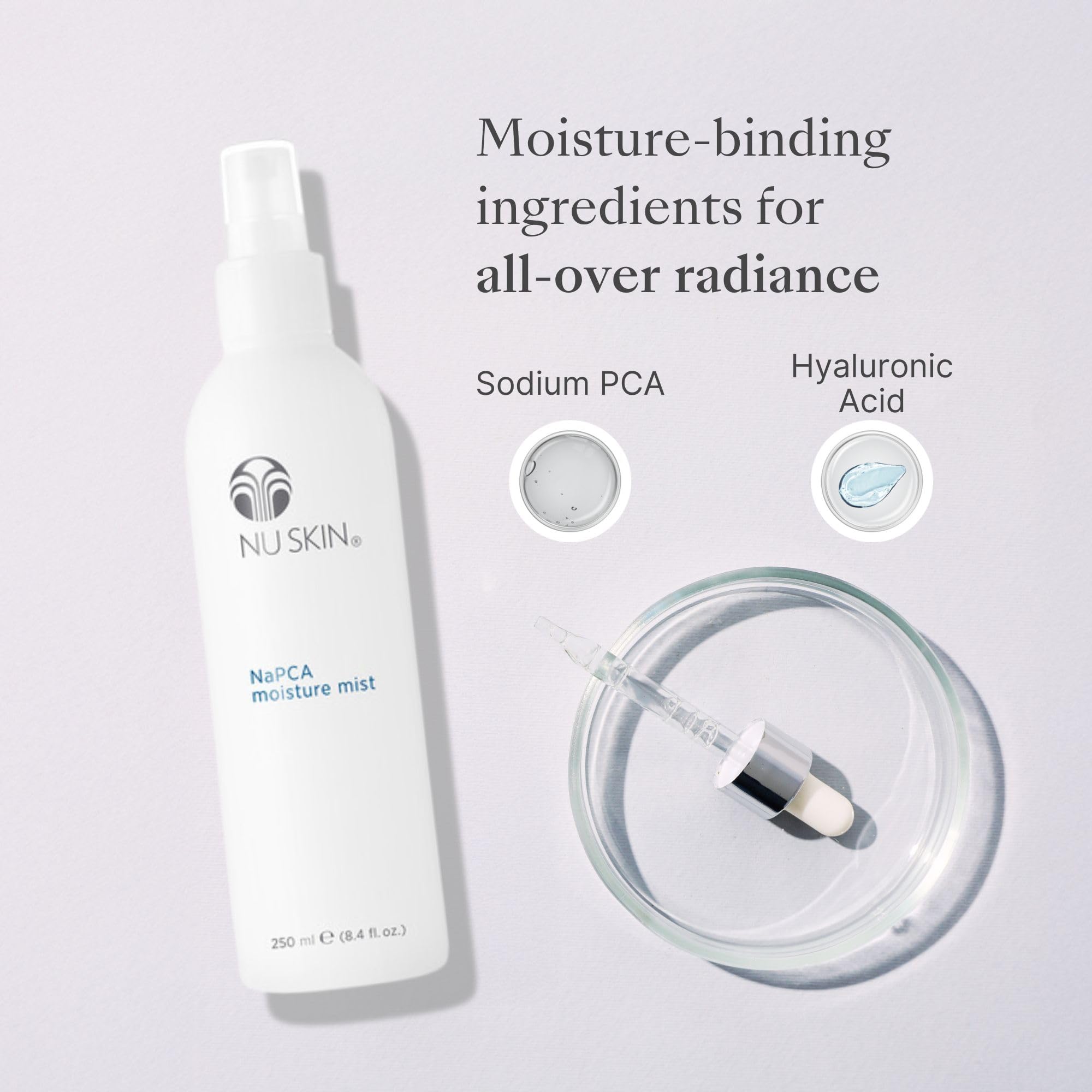 Nu Skin NaPCA Moisture Mist – Hydrating Hyaluronic Acid Spray for Face, Body & Hair | 8 oz | 2 Pack