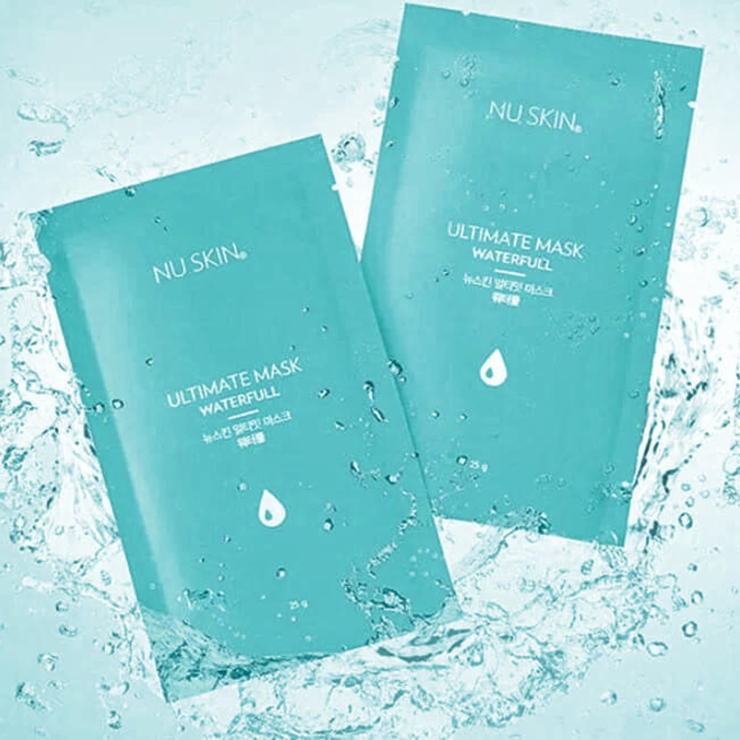 Nu Skin Ultimate Mask Waterfull – Botanical Eucalyptus Microfiber Hydration Mask for Soft, Supple Skin (8 Masks)