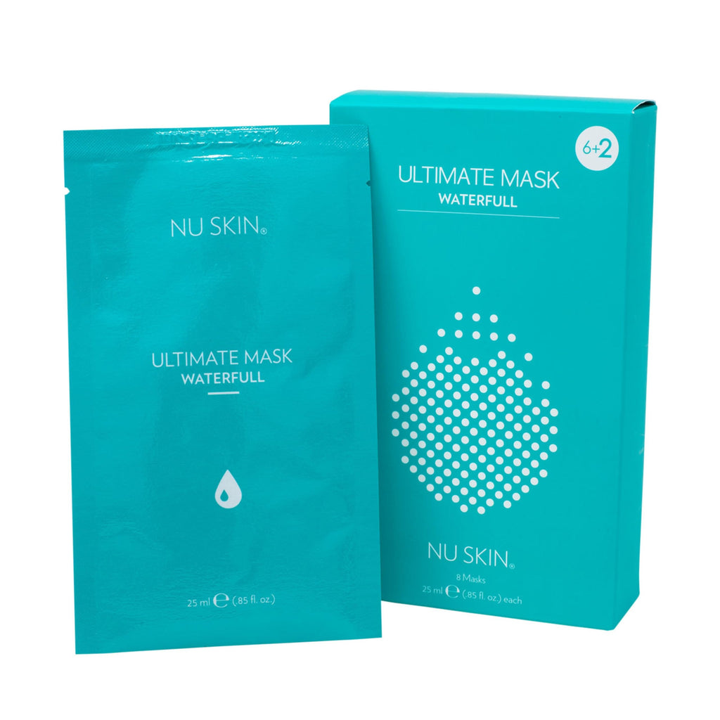 Nu Skin Ultimate Mask Waterfull – Botanical Eucalyptus Microfiber Hydration Mask for Soft, Supple Skin (8 Masks)