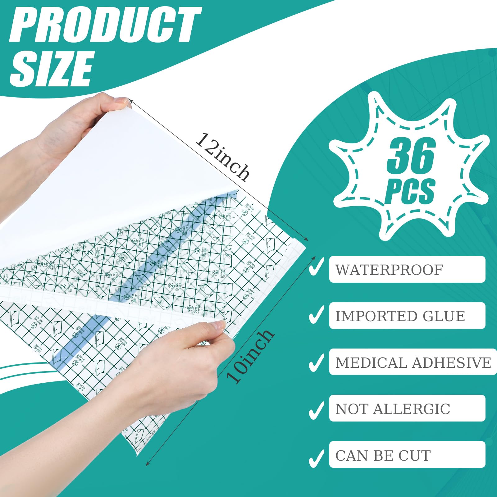 Nuanchu 36-Sheet Transparent Waterproof Tattoo Aftercare Bandage (10x12 in)