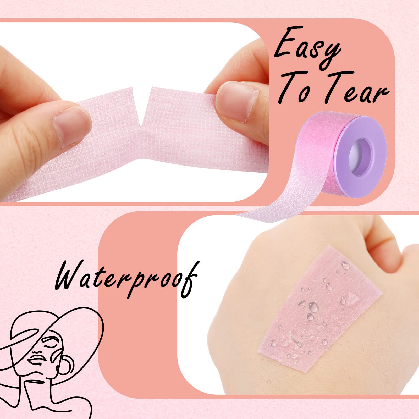 Nuanchu 4 Rolls Lash Tape for Eyelash Extensions — Breathable Microporous Adhesive Tape, 0.98 Inch x 3.9 Yard per Roll (Colorful)