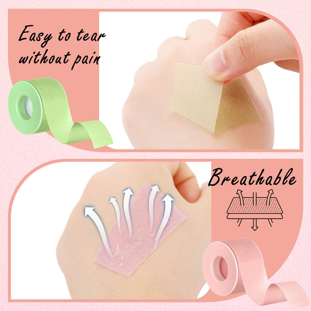 Nuanchu 4 Rolls Lash Tape for Eyelash Extensions — Breathable Microporous Adhesive Tape, 0.98 Inch x 3.9 Yard per Roll (Colorful)