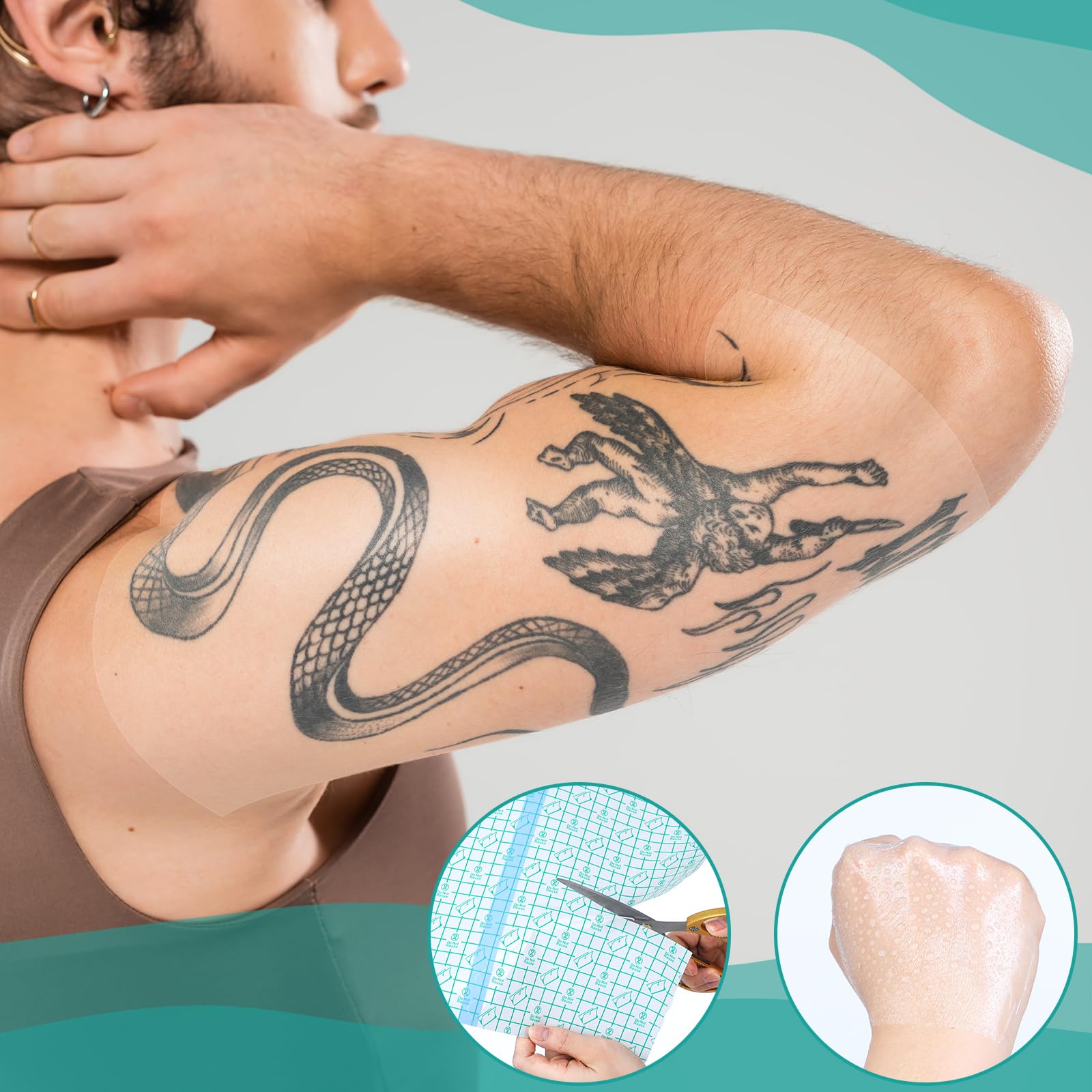Nuanchu 36-Sheet Transparent Waterproof Tattoo Aftercare Bandage (10x12 in)