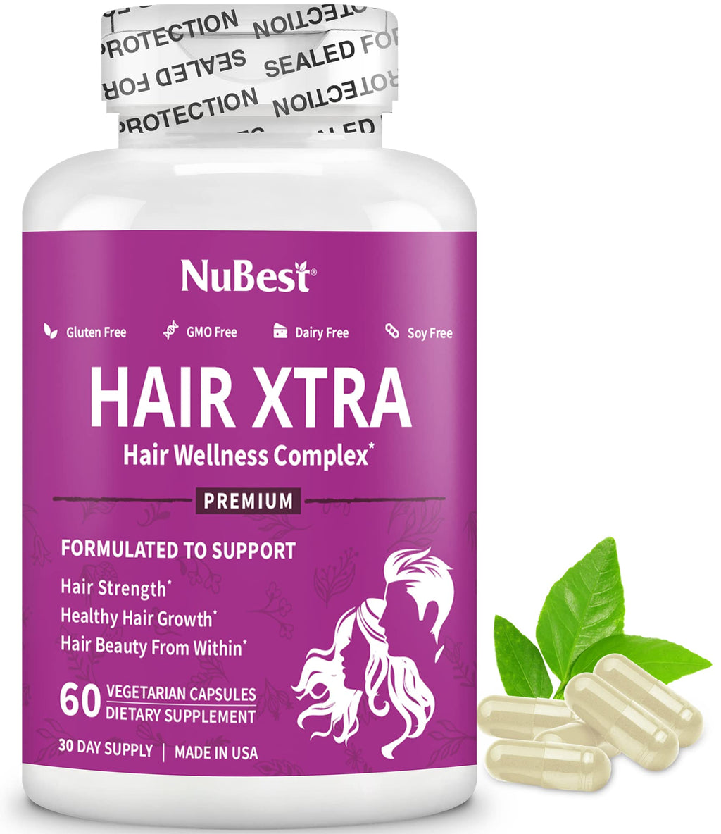 NuBest Hair Xtra - Hair Growth Vitamin with Biotin, Zinc & MSM | Vegan, Non-GMO