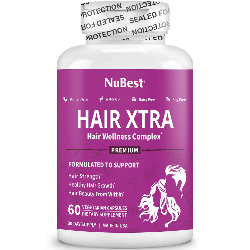 NuBest Hair Xtra - Hair Growth Vitamin with Biotin, Zinc & MSM | Vegan, Non-GMO
