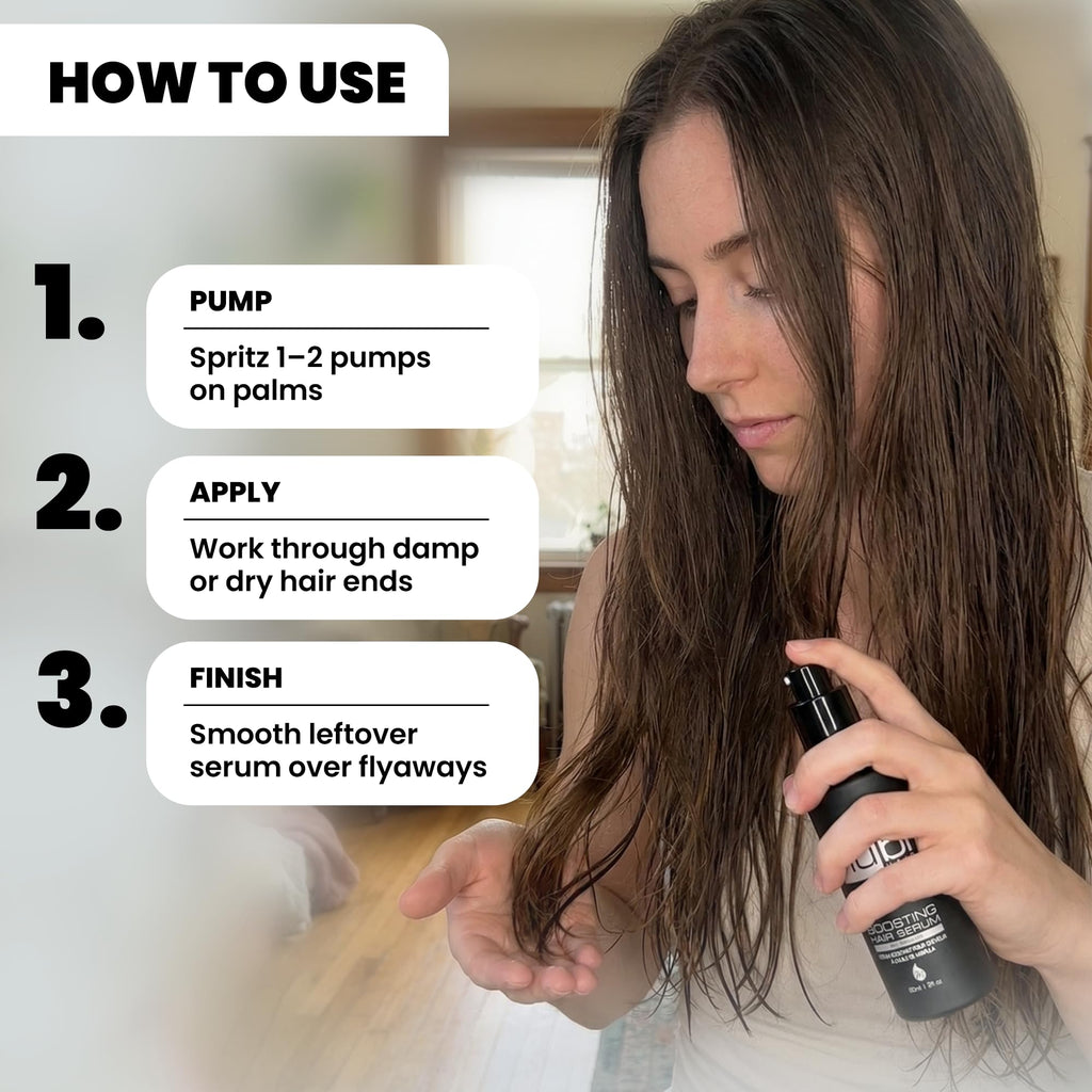 Nubi Hair Silky Smooth Serum – Marula Oil, Aloe Vera & Vitamin E | Non-Greasy, All Hair Types, 2 fl oz (3 Pack)