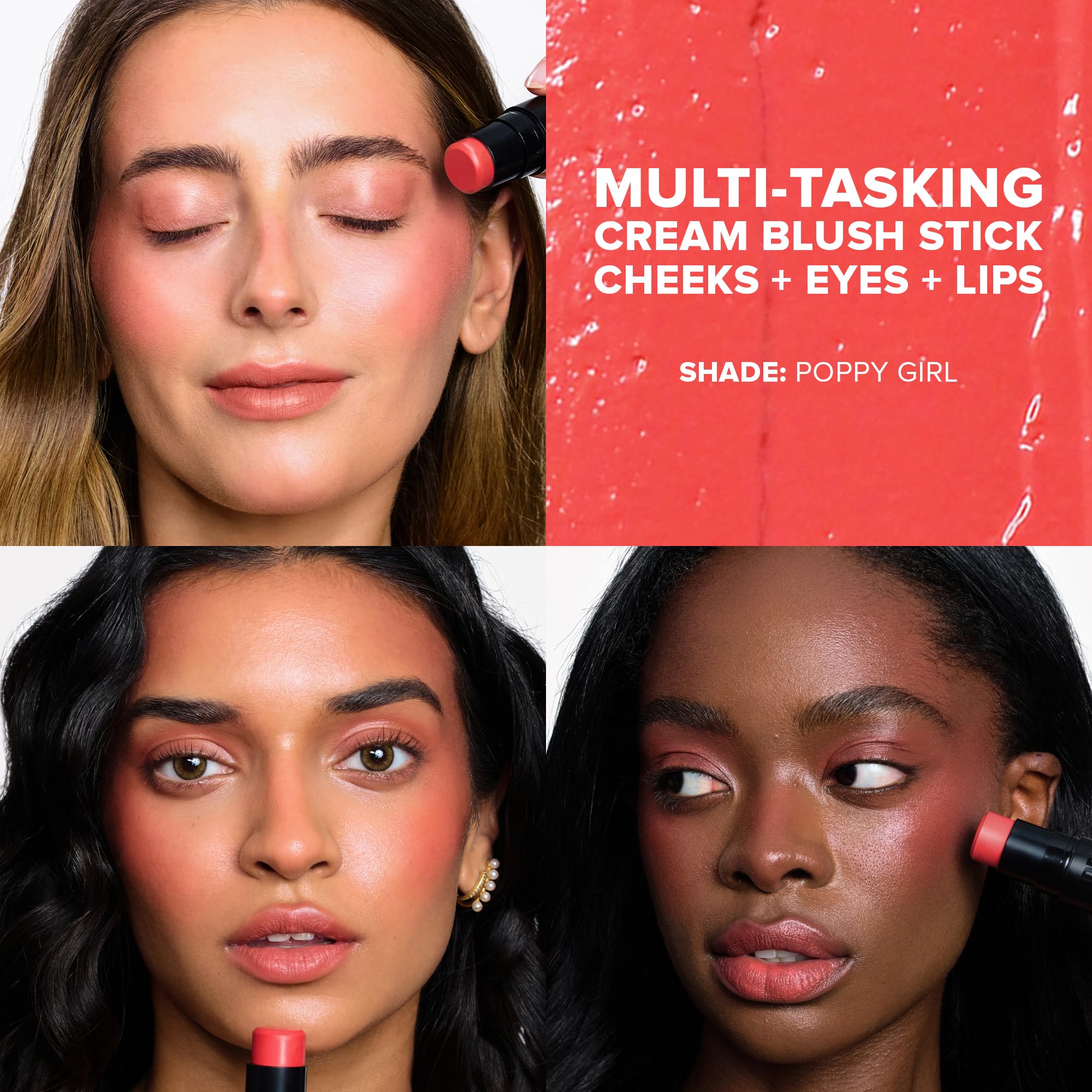 Nudestix Nudies Bloom All Over Dewy Color – 3-in-1 Cream Blush Stick in Poppy Girl