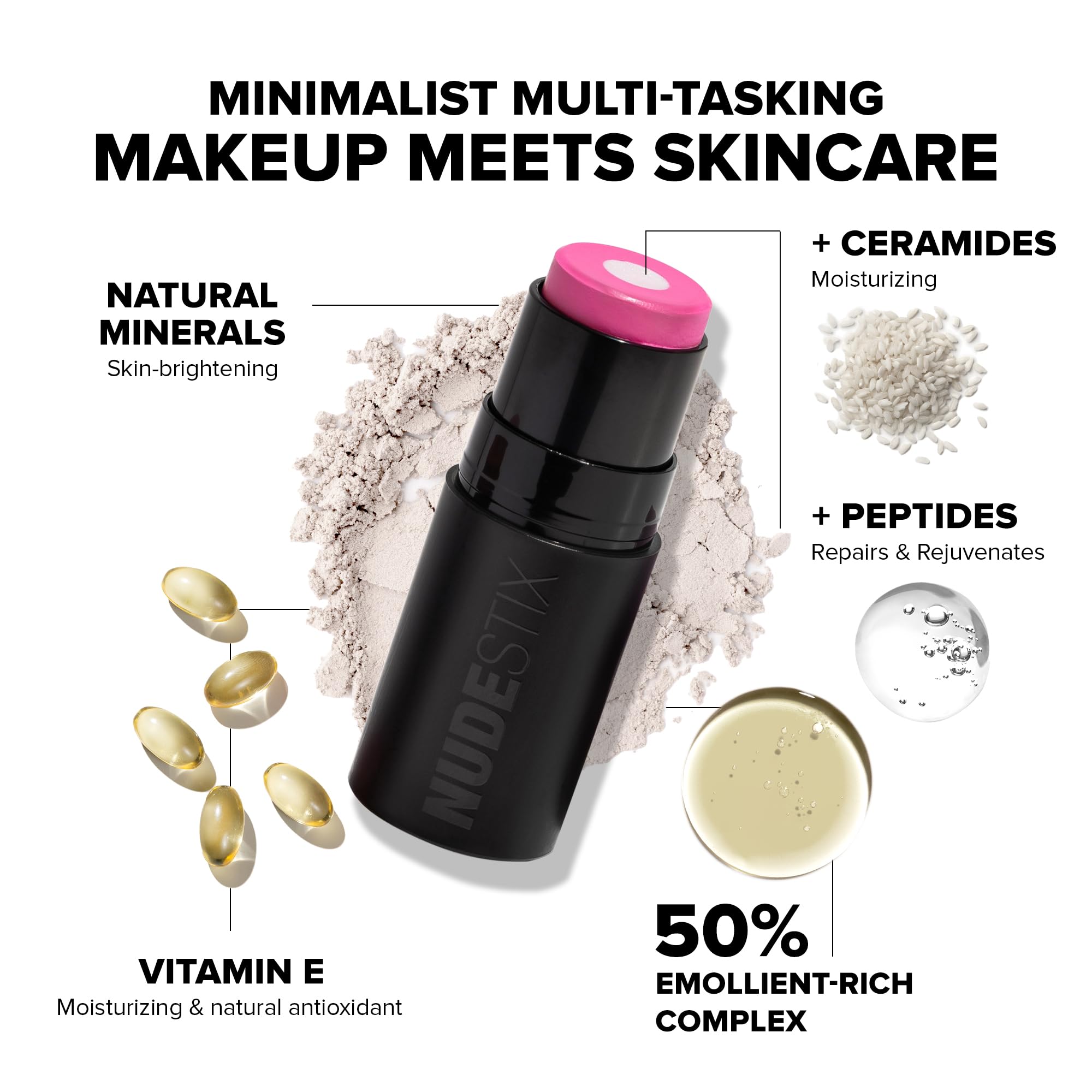 Nudestix Nudies Matte + Glow Core Rose Glow – Dual-Core Cream Blush Stick for Cheeks, Eyes & Lips