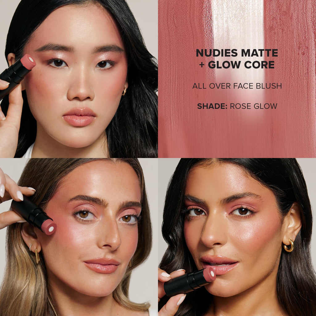 Nudestix Nudies Matte + Glow Core Rose Glow – Dual-Core Cream Blush Stick for Cheeks, Eyes & Lips