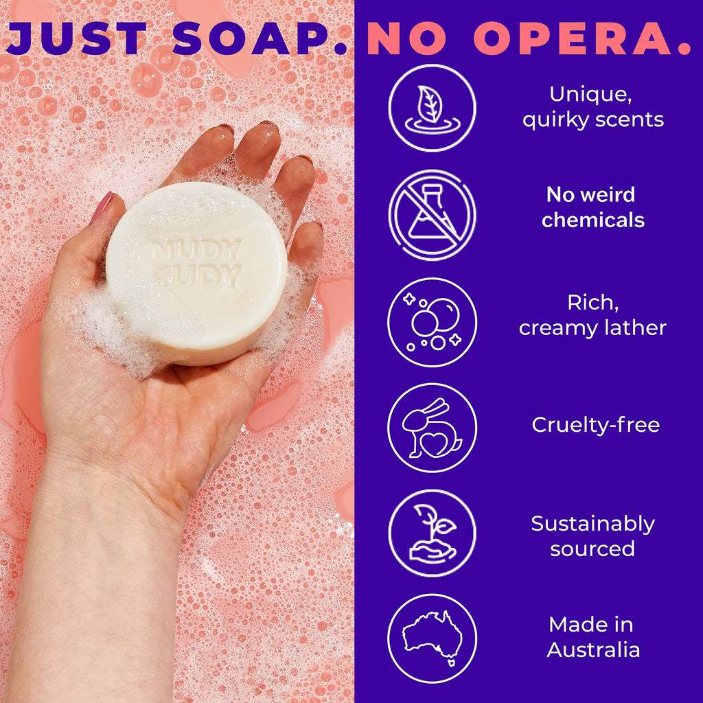Nudy Rudy Variety Pack: 6 Shea Butter Soap Bars – Made in Australia | Gift Set for Men & Women