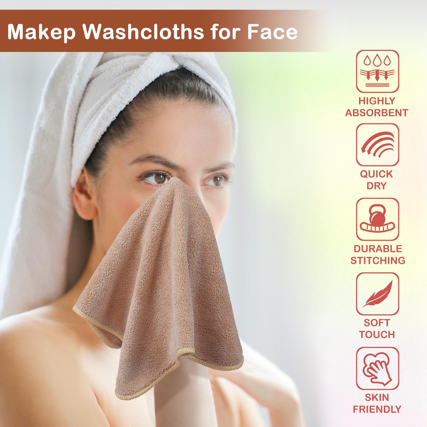 NUGILLA Makeup Remover Cloths — 6-Pack, 12x12 in Reusable Microfiber Towels for Face